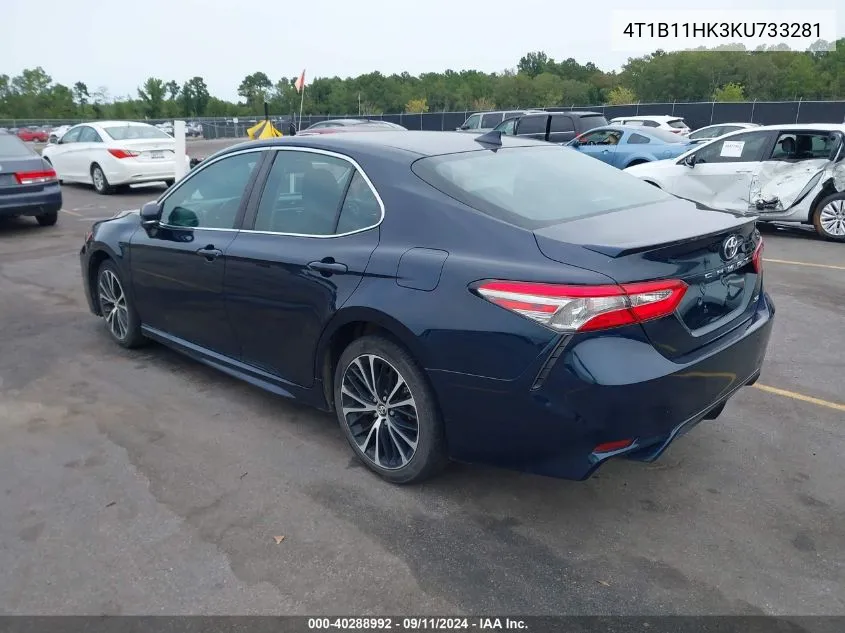 2019 Toyota Camry Se VIN: 4T1B11HK3KU733281 Lot: 40288992