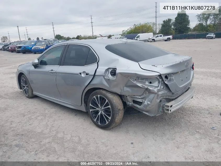 2019 Toyota Camry Se VIN: 4T1B11HK1KU807278 Lot: 40297703