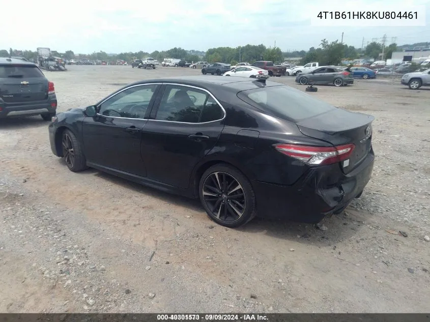 2019 Toyota Camry Xse VIN: 4T1B61HK8KU804461 Lot: 40301573