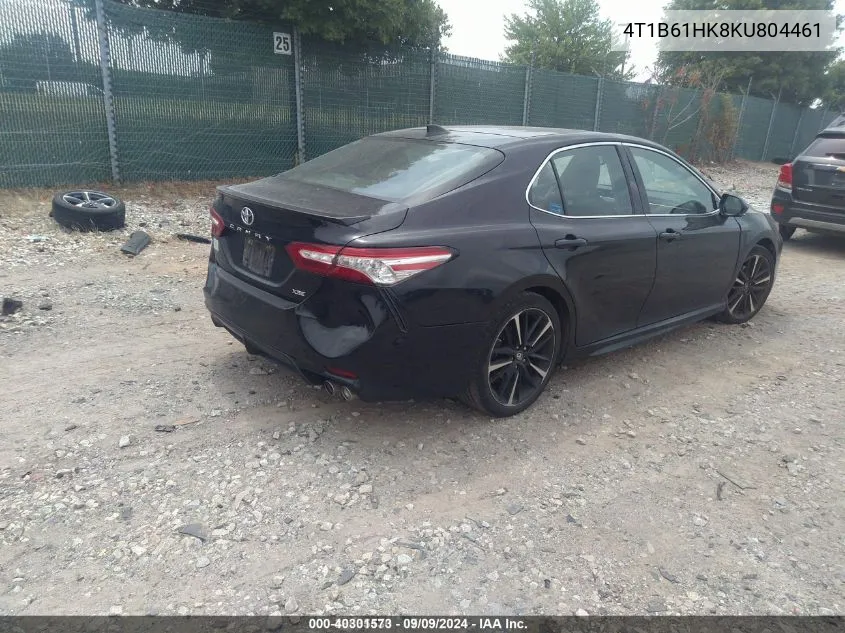 2019 Toyota Camry Xse VIN: 4T1B61HK8KU804461 Lot: 40301573