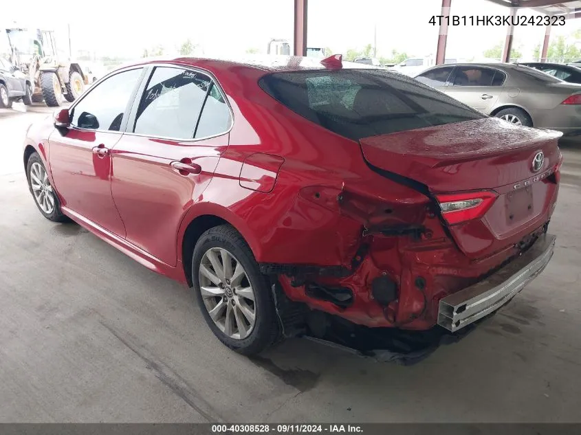 2019 Toyota Camry L/Le/Xle/Se/Xse VIN: 4T1B11HK3KU242323 Lot: 40308528