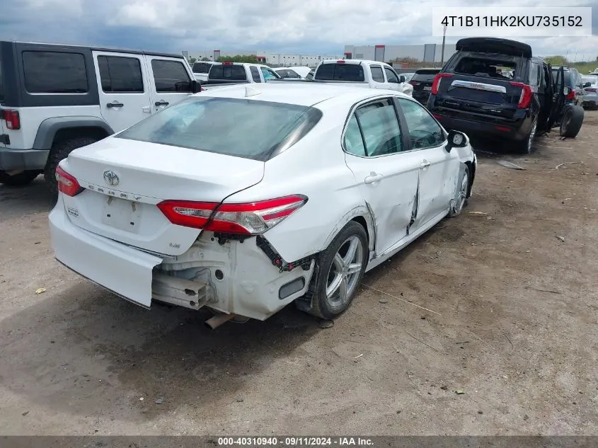 4T1B11HK2KU735152 2019 Toyota Camry L/Le/Xle/Se/Xse