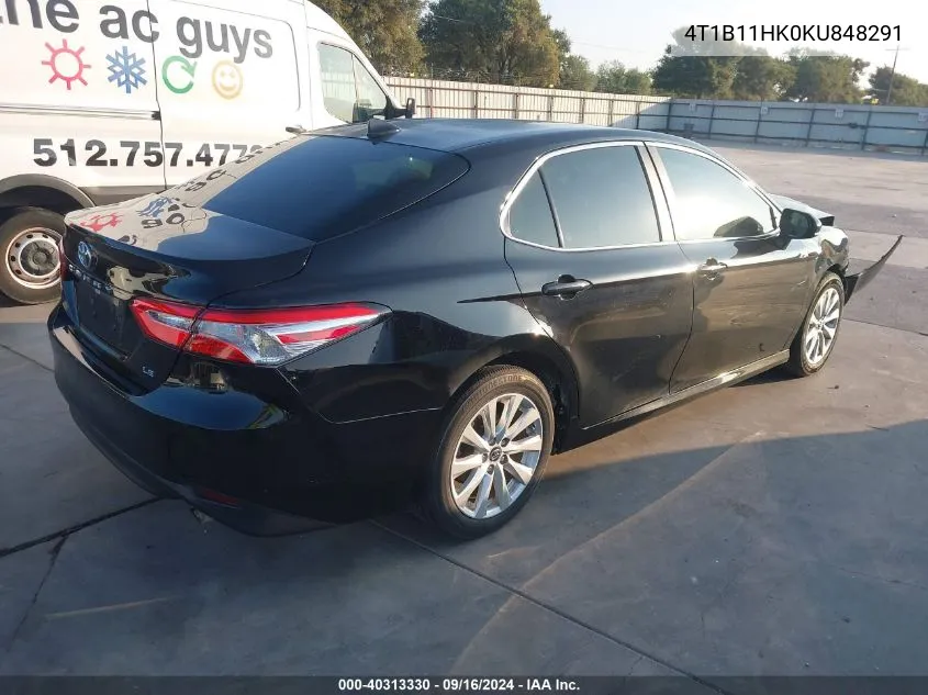 2019 Toyota Camry L/Le/Xle/Se/Xse VIN: 4T1B11HK0KU848291 Lot: 40313330