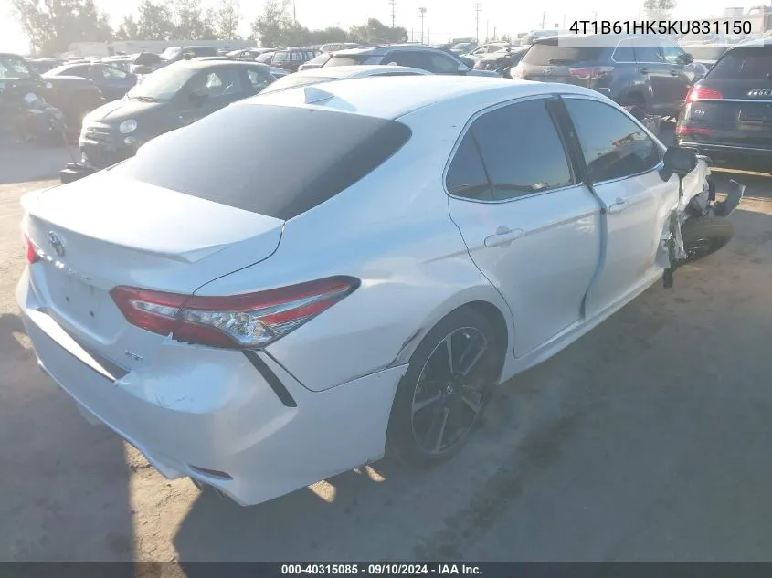 2019 Toyota Camry Xse VIN: 4T1B61HK5KU831150 Lot: 40315085