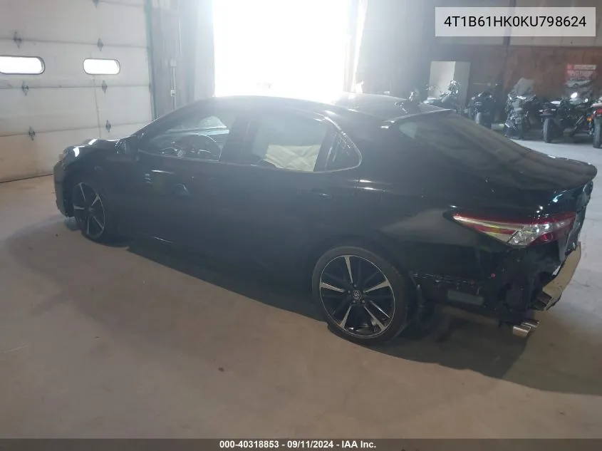 2019 Toyota Camry Xse VIN: 4T1B61HK0KU798624 Lot: 40318853