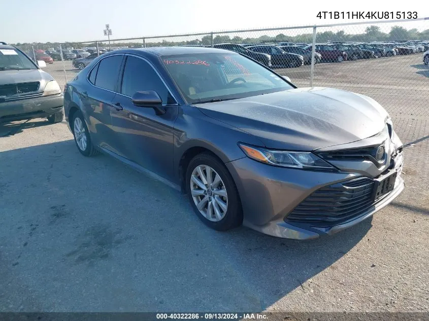 4T1B11HK4KU815133 2019 Toyota Camry L/Le/Xle/Se/Xse