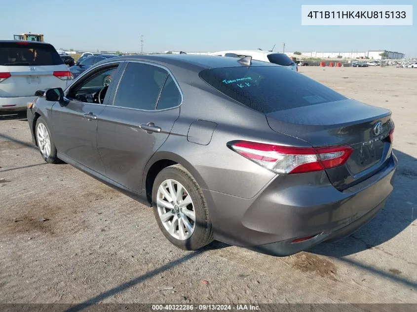 4T1B11HK4KU815133 2019 Toyota Camry L/Le/Xle/Se/Xse