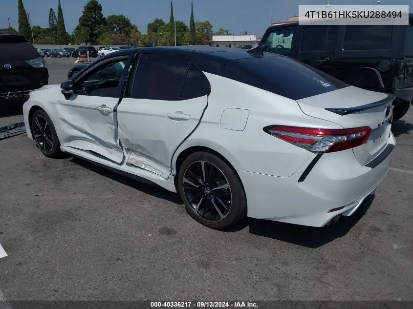 2019 Toyota Camry Xse VIN: 4T1B61HK5KU288494 Lot: 40336217