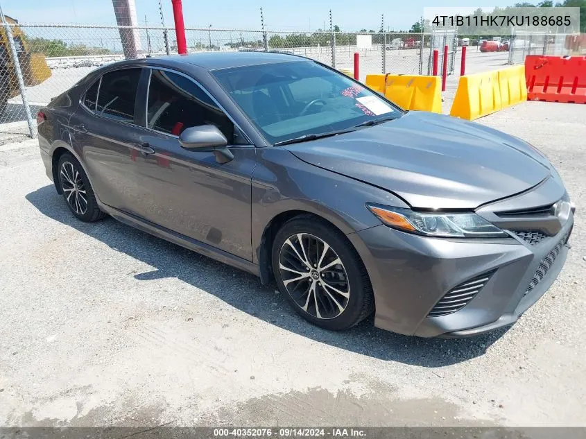 2019 Toyota Camry Se VIN: 4T1B11HK7KU188685 Lot: 40352076