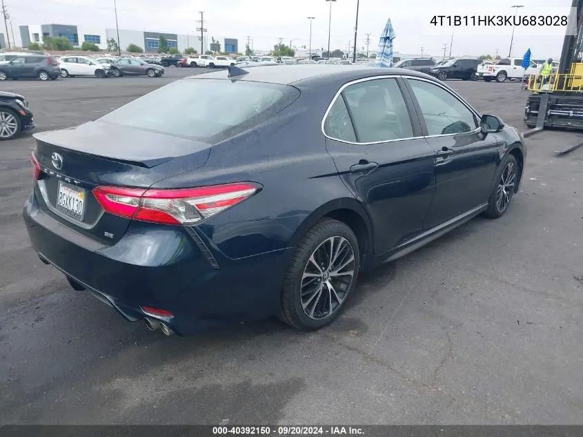 2019 Toyota Camry Se VIN: 4T1B11HK3KU683028 Lot: 40392150