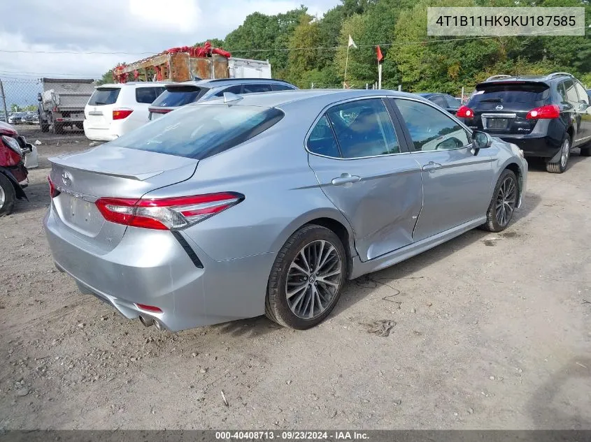 2019 Toyota Camry Se VIN: 4T1B11HK9KU187585 Lot: 40408713