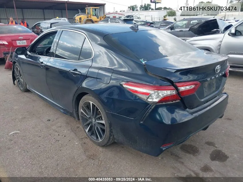 2019 Toyota Camry Xse VIN: 4T1B61HK5KU703474 Lot: 40435053