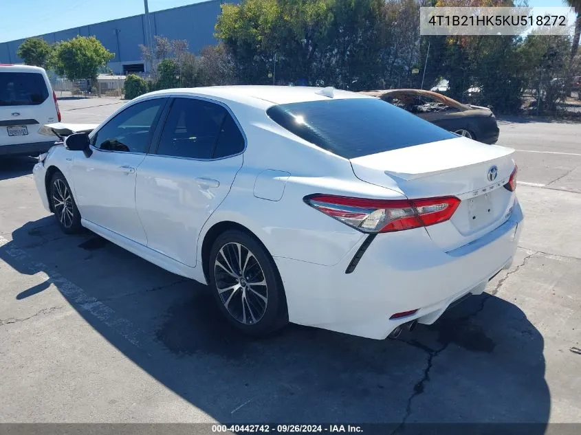 2019 Toyota Camry Hybrid Se VIN: 4T1B21HK5KU518272 Lot: 40442742