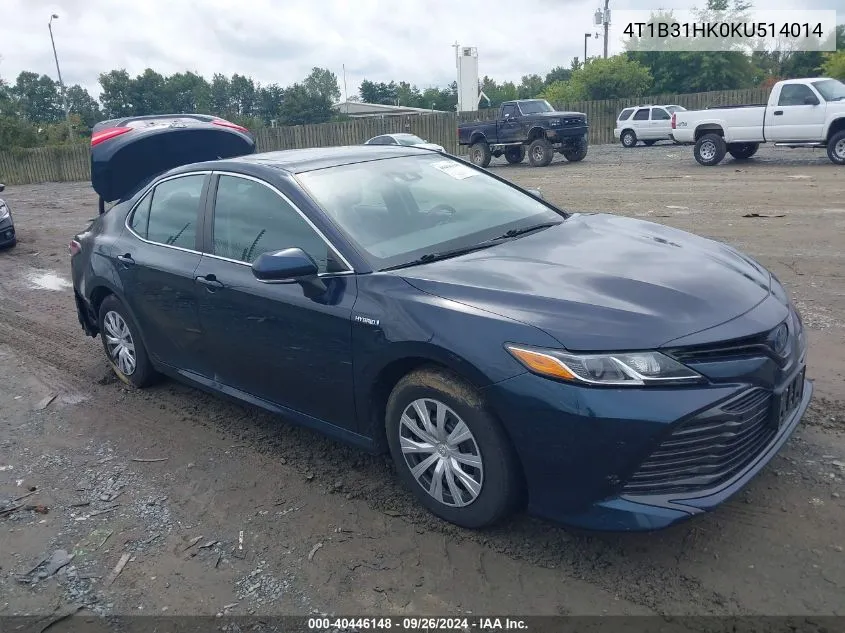 4T1B31HK0KU514014 2019 Toyota Camry Hybrid Le