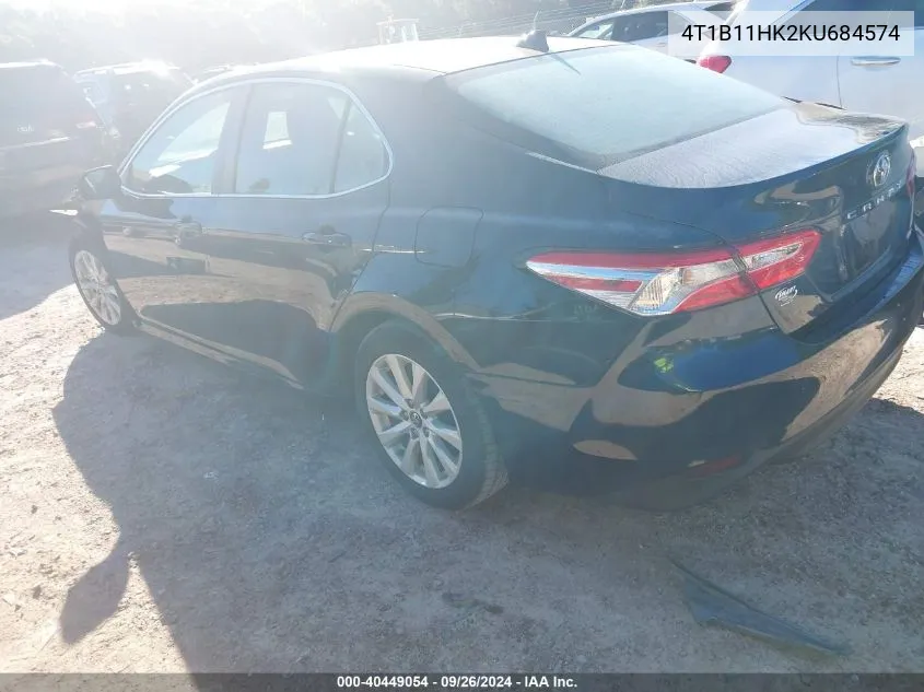 4T1B11HK2KU684574 2019 Toyota Camry Le