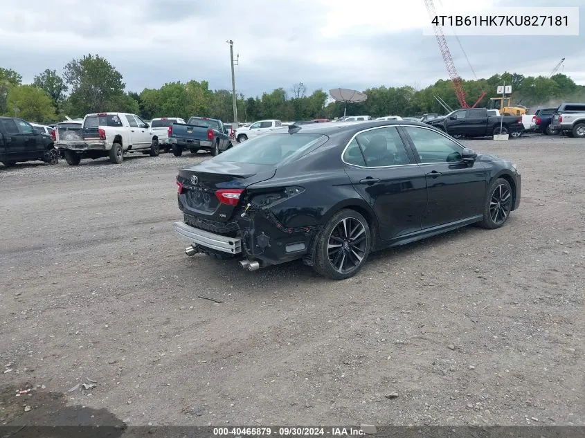 2019 Toyota Camry Xse VIN: 4T1B61HK7KU827181 Lot: 40465879