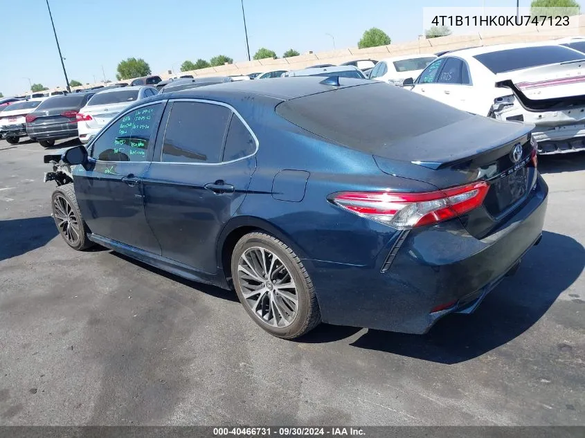 4T1B11HK0KU747123 2019 Toyota Camry Se