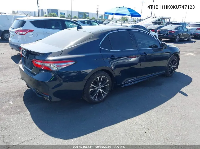 2019 Toyota Camry Se VIN: 4T1B11HK0KU747123 Lot: 40466731