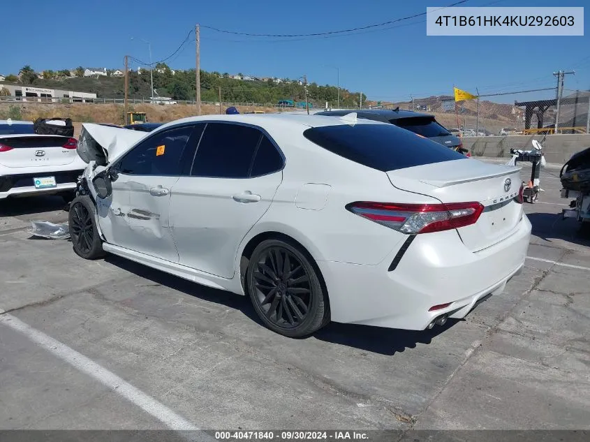 2019 Toyota Camry Xse VIN: 4T1B61HK4KU292603 Lot: 40471840