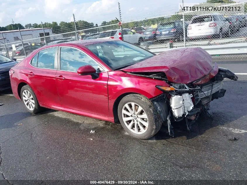 4T1B11HK7KU712112 2019 Toyota Camry Le