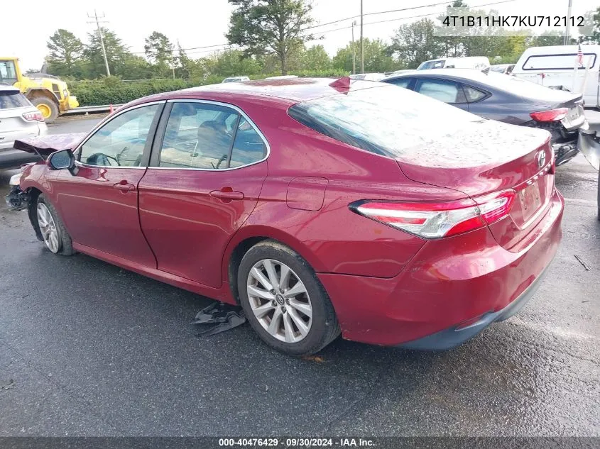 2019 Toyota Camry Le VIN: 4T1B11HK7KU712112 Lot: 40476429