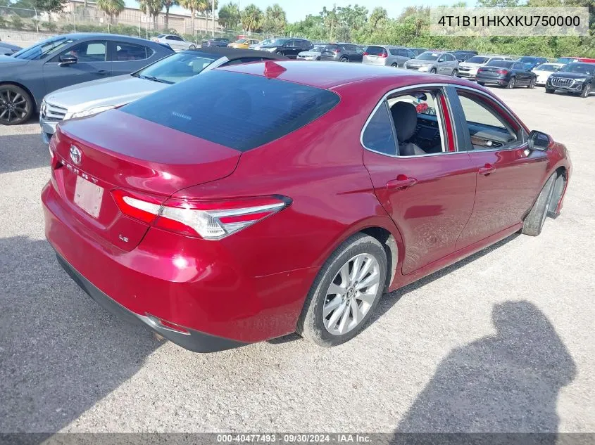 2019 Toyota Camry Le VIN: 4T1B11HKXKU750000 Lot: 40477493