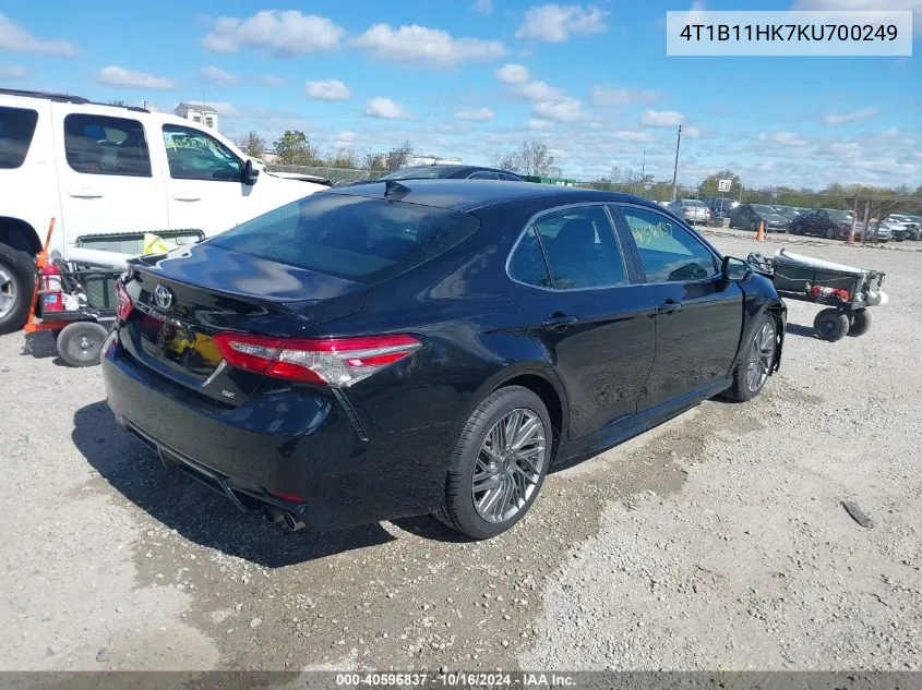 2019 Toyota Camry Se VIN: 4T1B11HK7KU700249 Lot: 40596837