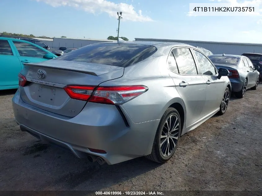 2019 Toyota Camry Se VIN: 4T1B11HK2KU735751 Lot: 40619956