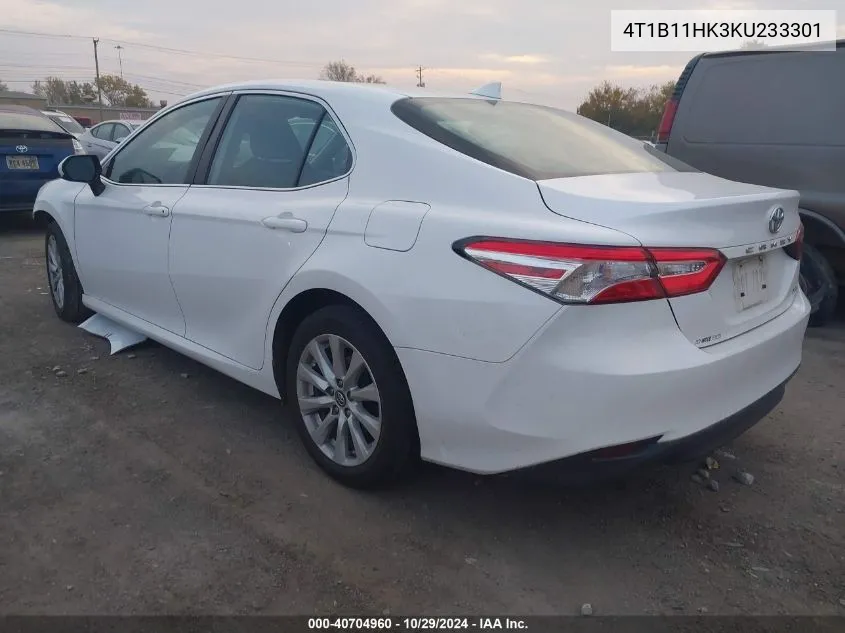 4T1B11HK3KU233301 2019 Toyota Camry Le