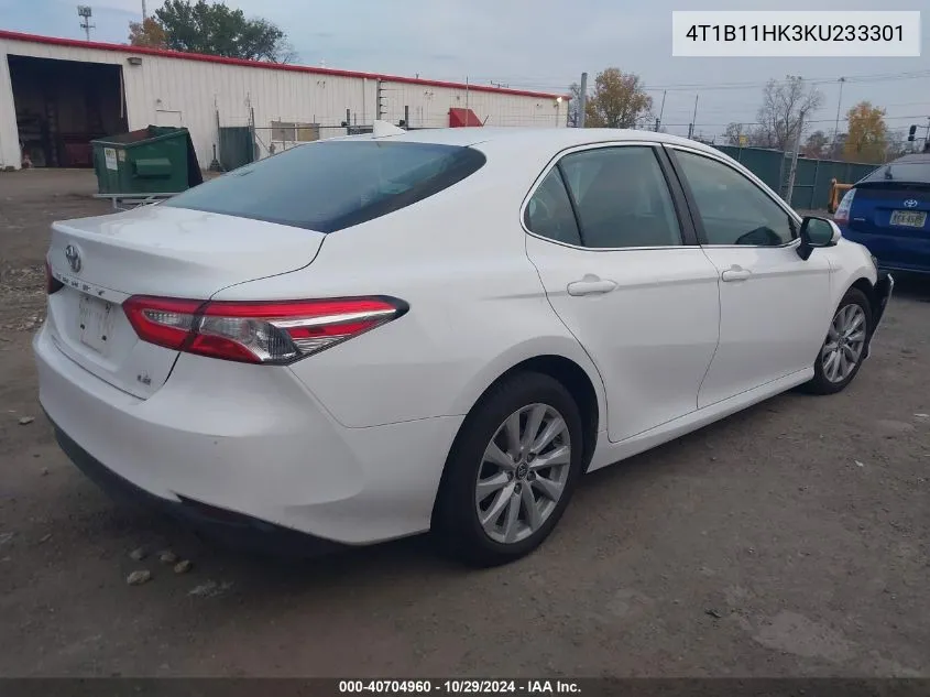 4T1B11HK3KU233301 2019 Toyota Camry Le