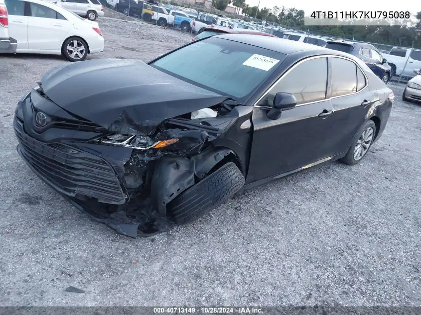 2019 Toyota Camry Le VIN: 4T1B11HK7KU795038 Lot: 40713149