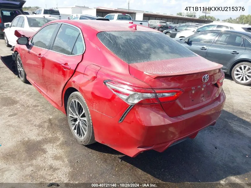 2019 Toyota Camry Se VIN: 4T1B11HKXKU215376 Lot: 40721140