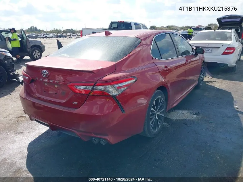 2019 Toyota Camry Se VIN: 4T1B11HKXKU215376 Lot: 40721140