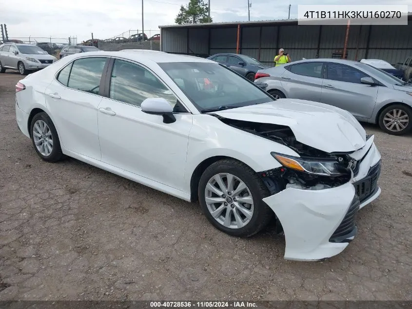 2019 Toyota Camry Le VIN: 4T1B11HK3KU160270 Lot: 40728536