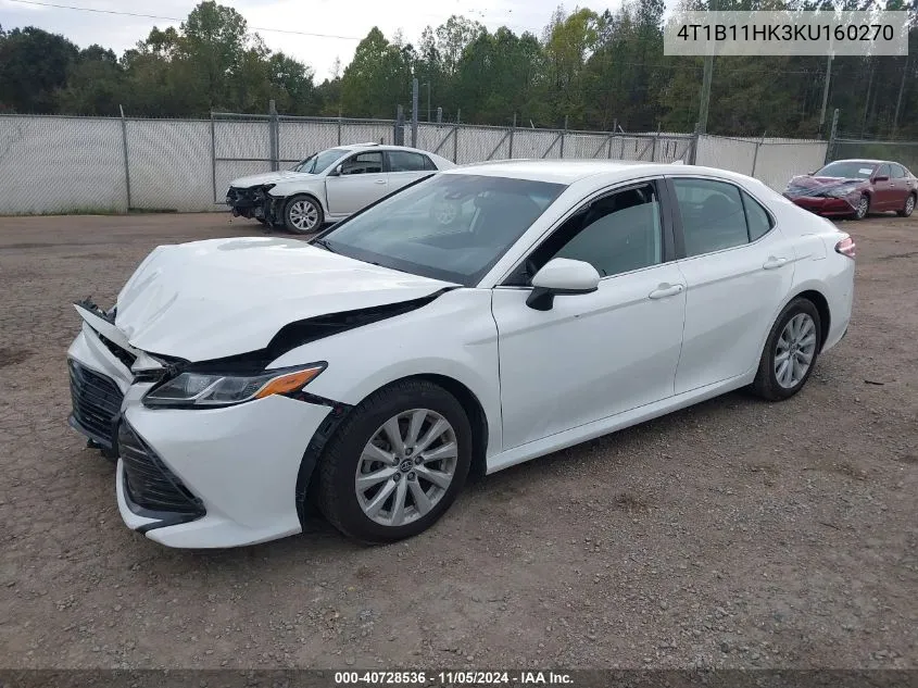 4T1B11HK3KU160270 2019 Toyota Camry Le