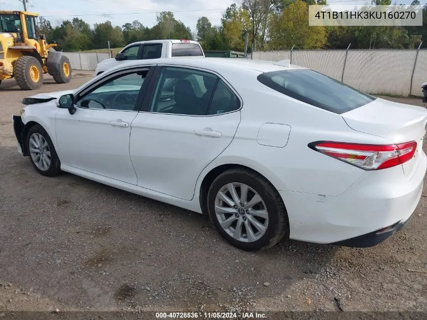 2019 Toyota Camry Le VIN: 4T1B11HK3KU160270 Lot: 40728536