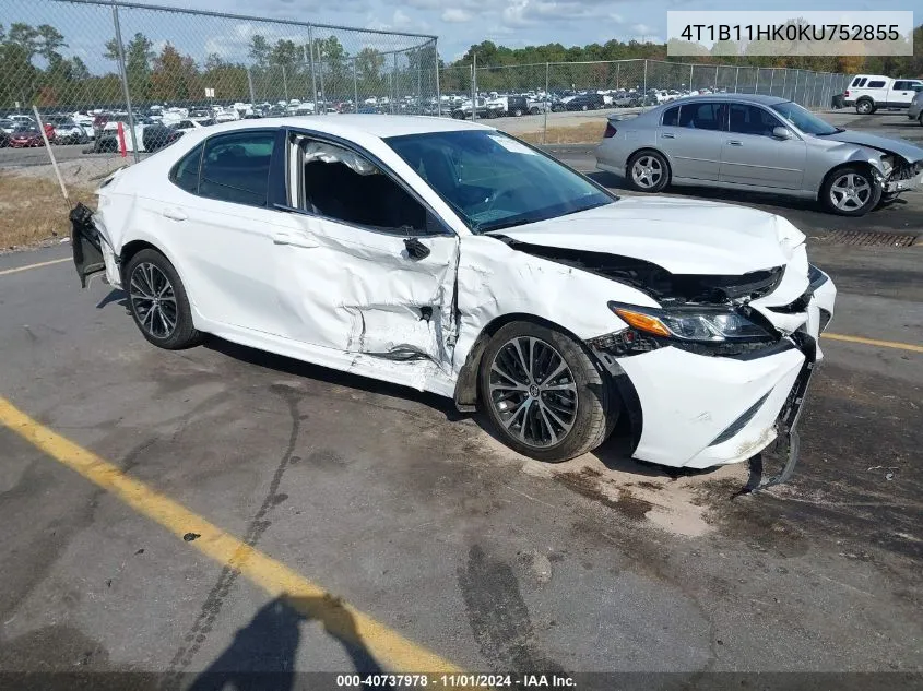 4T1B11HK0KU752855 2019 Toyota Camry Se