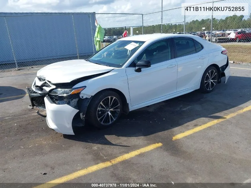 2019 Toyota Camry Se VIN: 4T1B11HK0KU752855 Lot: 40737978