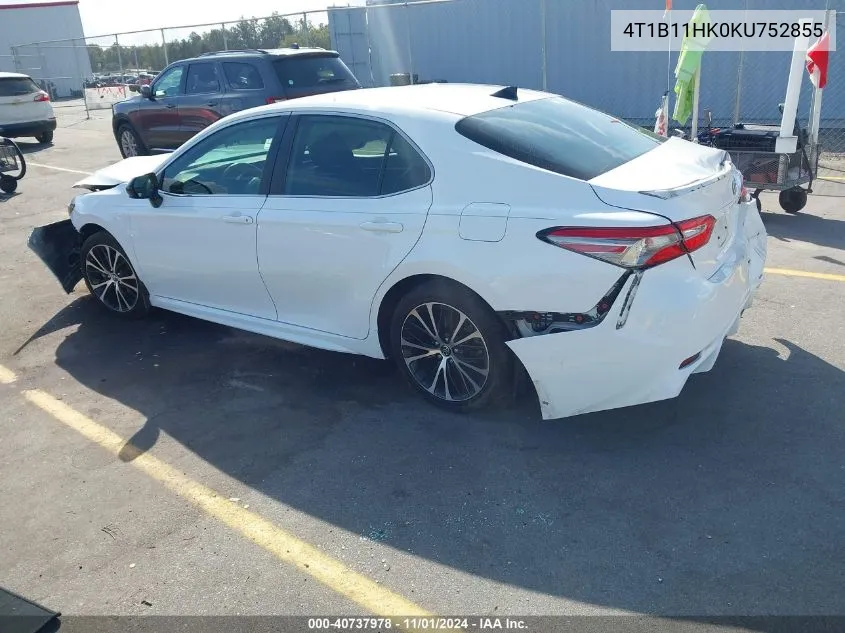 4T1B11HK0KU752855 2019 Toyota Camry Se