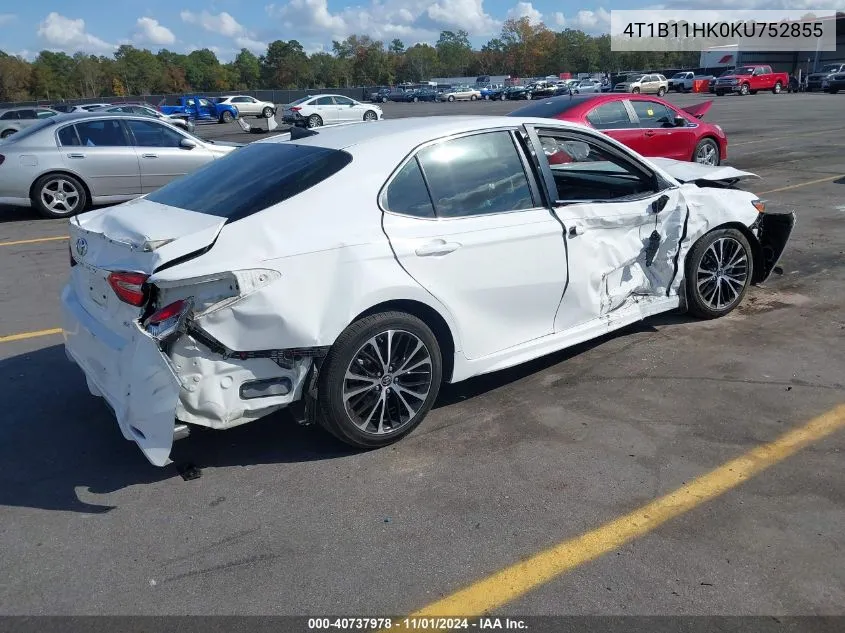 2019 Toyota Camry Se VIN: 4T1B11HK0KU752855 Lot: 40737978