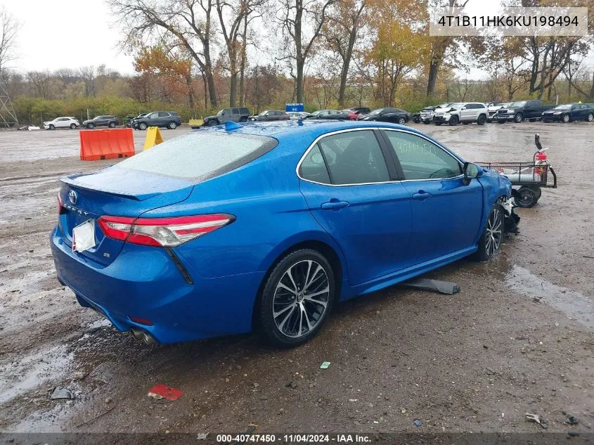 2019 Toyota Camry Se VIN: 4T1B11HK6KU198494 Lot: 40747450