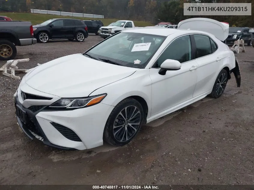 2019 Toyota Camry Se VIN: 4T1B11HK4KU209315 Lot: 40748817