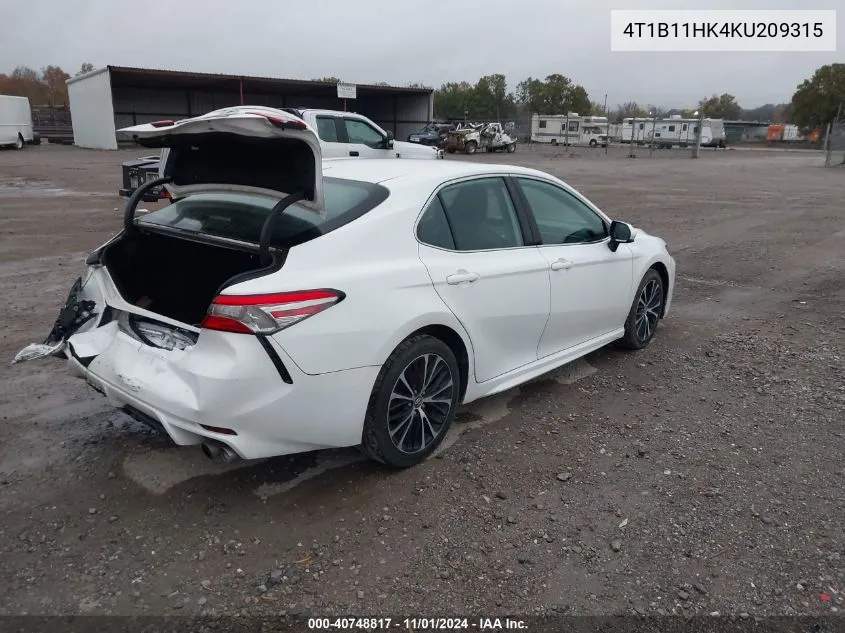 2019 Toyota Camry Se VIN: 4T1B11HK4KU209315 Lot: 40748817