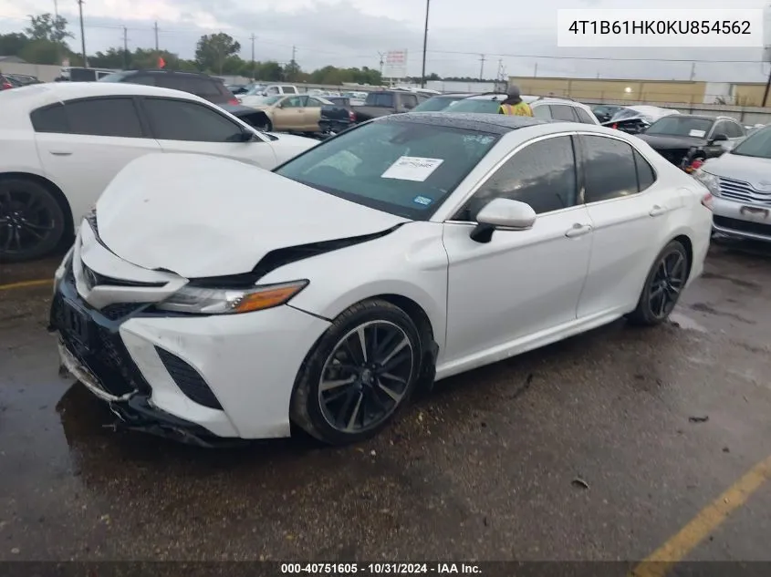 2019 Toyota Camry Xse VIN: 4T1B61HK0KU854562 Lot: 40751605