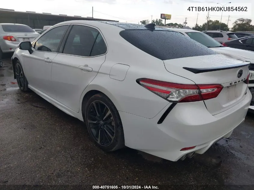 2019 Toyota Camry Xse VIN: 4T1B61HK0KU854562 Lot: 40751605