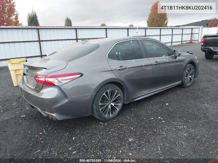 2019 Toyota Camry Se VIN: 4T1B11HK8KU202416 Lot: 40753355