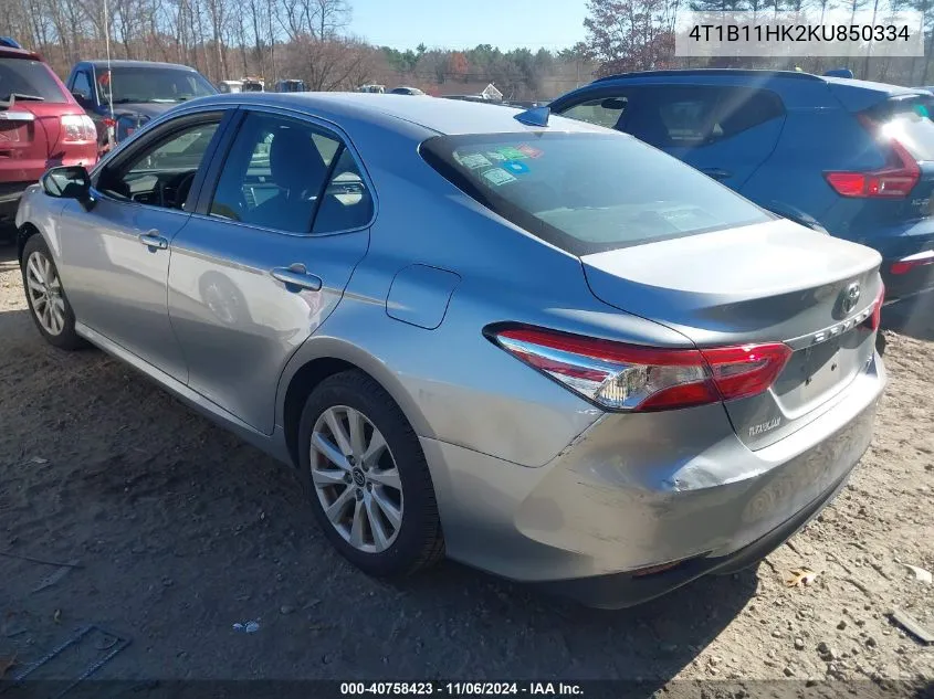 2019 Toyota Camry Le VIN: 4T1B11HK2KU850334 Lot: 40758423