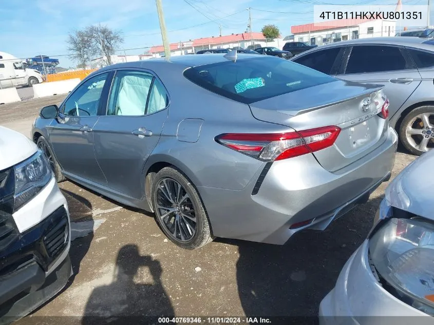 4T1B11HKXKU801351 2019 Toyota Camry Se