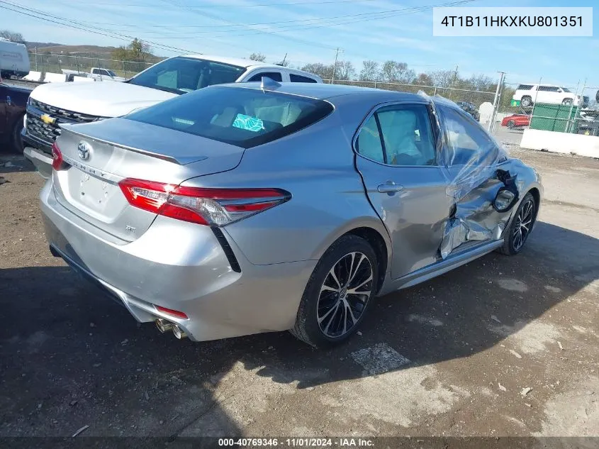 2019 Toyota Camry Se VIN: 4T1B11HKXKU801351 Lot: 40769346