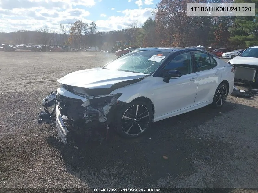 2019 Toyota Camry Xse VIN: 4T1B61HK0KU241020 Lot: 40770590